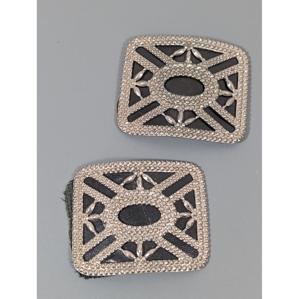 Antique Victorian French Cut Boot Buckles – Textured Metal Shoe Buckle Set of 2